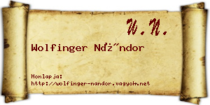 Wolfinger Nándor névjegykártya